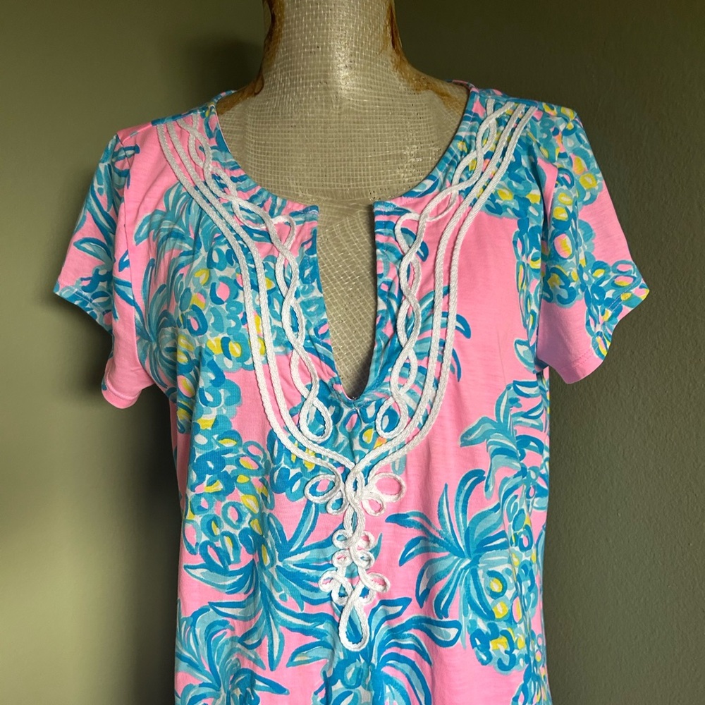 NWOT Lilly Pulitzer Tunic Pink and Blue Pineapple Print Sheath Dress Sz L - Picture 9 of 11